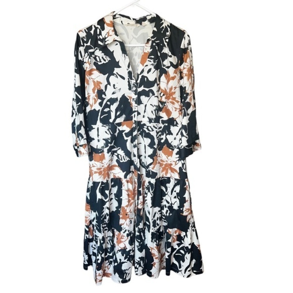 Soft Surroundings Moonglow Floral Midi Tiered
Shirt Dress Button-Up size 14P